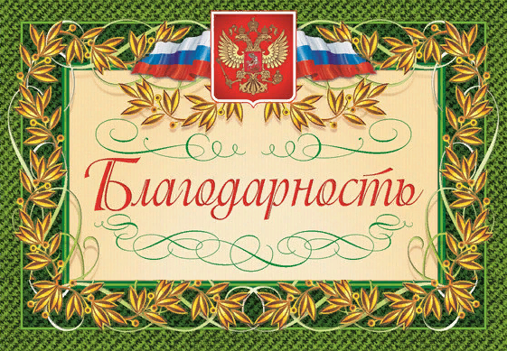 Благодарность за активную жизненную позицию, вклад в развитие муниципального образования «Карсунский район» Ульяновской области.